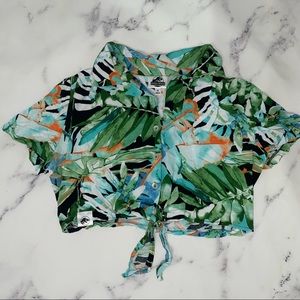 Jurassic World Tropical Button Up Crop Top